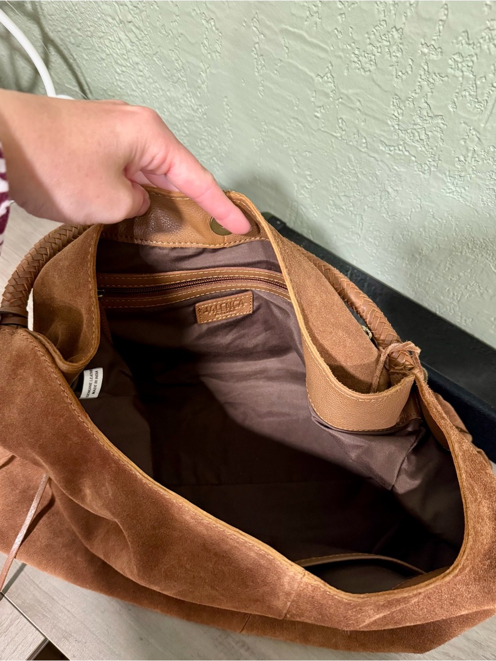 Suede Tassel Shoulder Bag in Cognac Brown - Picture 8 of 10